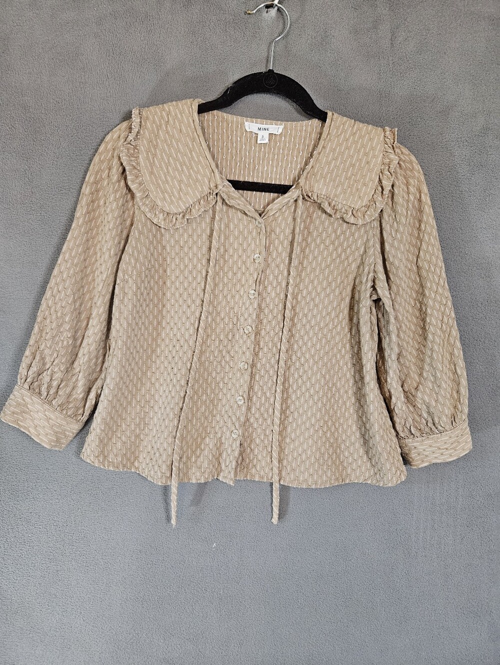 Mine Women Small Shirt Retro Sailor Collar Vintage Buttons Tan Lines Cottage